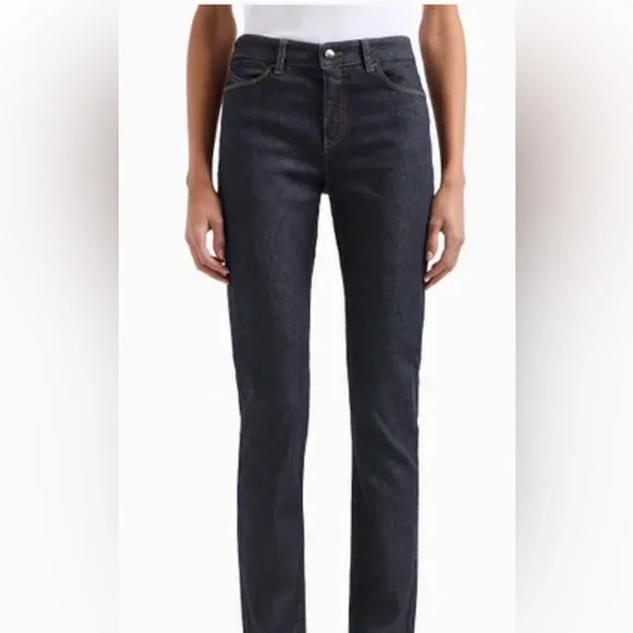 NWT Armani Skinny Slim Jeans Black Denim, Size 26 - Picture 2 of 9